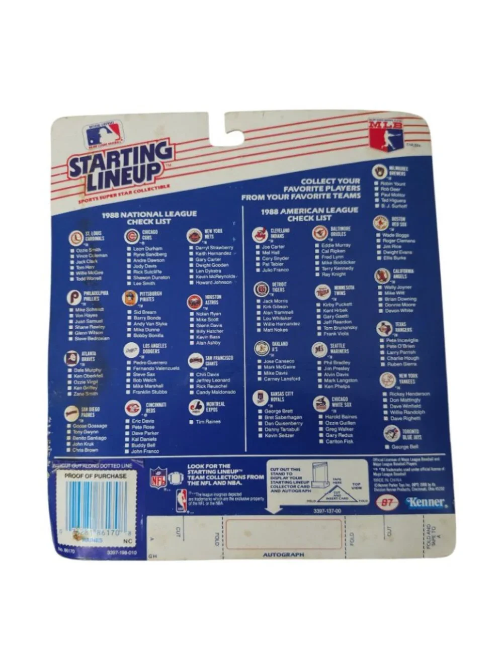1988 Kenner Starting Lineup Tim Raines Montreal Expos MLB Card Action Figure NOC